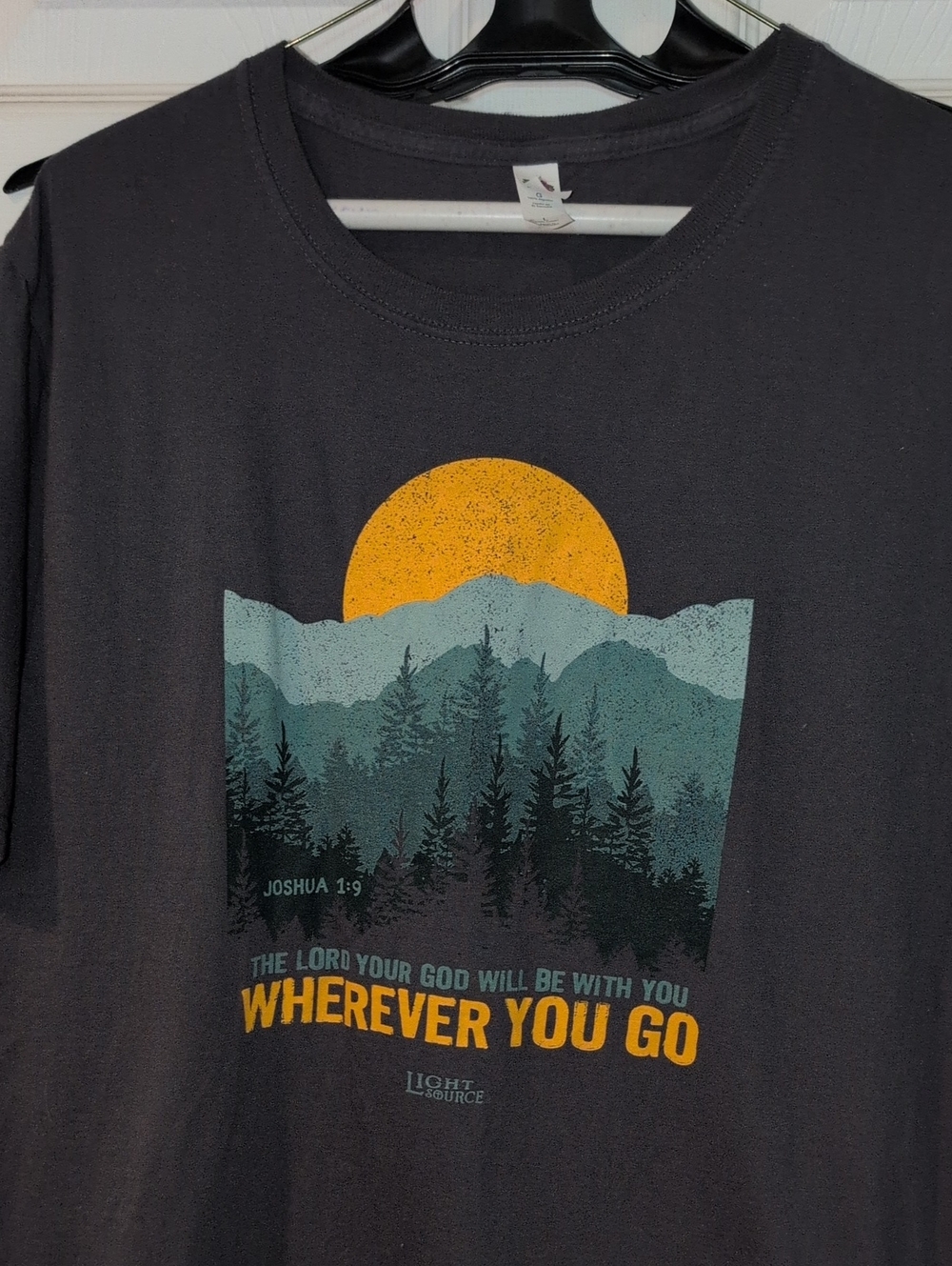 CLEARANCE! Fruit of the Loom Charcoal Graphic Tee with Yellow and Teal Print